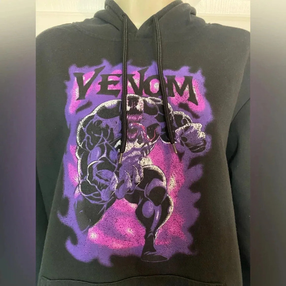 Marvel Venom Black Sized S/M Long Sleeved Hoodie w/Kangaroo Pocket - Picture 4 of 6